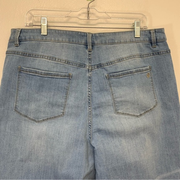 Susan Graver  Jeans Woman 18WP  Wide Leg Crop‎ Frayed Hem Pockets Stretch New - Picture 5 of 14